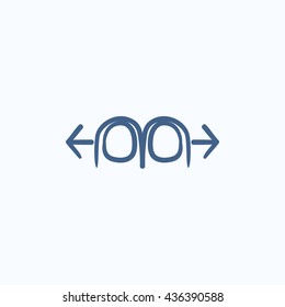 Two finger scroll touch screen gesture vector sketch icon isolated on background. Hand drawn Scroll touch screen gesture icon. Scroll touch screen gesture sketch icon for infographic, website or app.