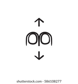 Two finger scroll touch screen gesture vector sketch icon isolated on background. Hand drawn Scroll touch screen gesture icon. Scroll touch screen gesture sketch icon for infographic, website or app.