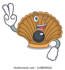 Two finger shell with pearl character cartoon