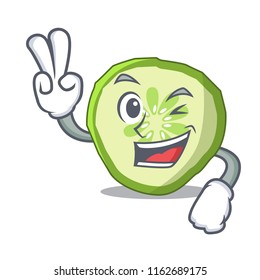 Two finger sliced cucumber hamburger ingredient character cartoon