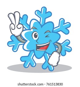 Two finger snowflake character cartoon style