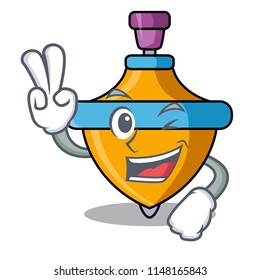 Two finger spinning top character cartoon