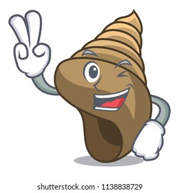 Two finger spiral shell character cartoon