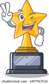Two finger star trophy with the character shape