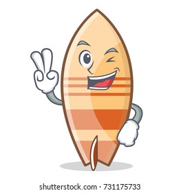 Two finger surfboard character cartoon style