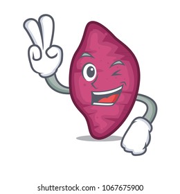 Two finger sweet potato character cartoon