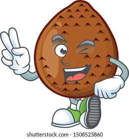 Two finger sweet salak cartoon with character mascot