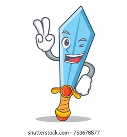 Two finger sword character cartoon style vector illustration