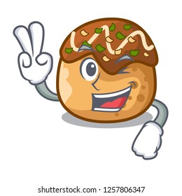 Two finger takoyaki character in octopus balls food