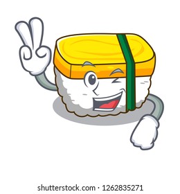 Two finger tamago Sushi a japanese cartoon food