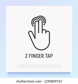 Two finger tap, fingers touch thin line icon. Vector illustration.