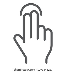 Two finger tap line icon, gesture and hand, touch sign, vector graphics, a linear pattern on a white background, eps 10.