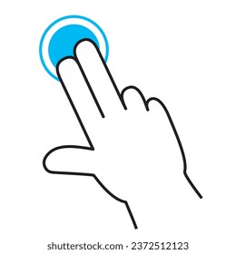 Golpear con dos dedos. Una ilustración simple, icono de un gesto de mano que opera un smartphone