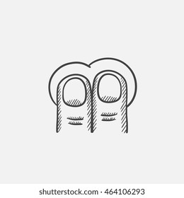 Two finger tap sketch icon for web, mobile and infographics. Hand drawn vector isolated icon.
