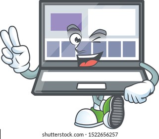 Two finger technology laptop with character mascot shape Two finger technology laptop with character mascot shape
