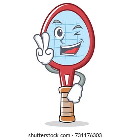 Two finger tennis racket character cartoon