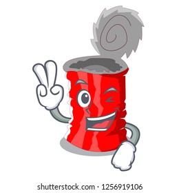 Two finger tin can isolated on a mascot