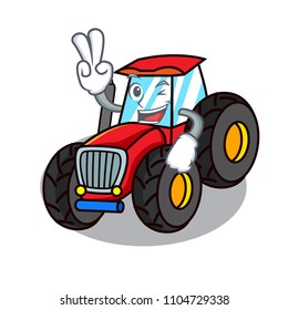 Two finger tractor character cartoon style