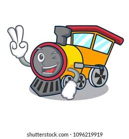 Two finger train character cartoon style