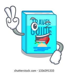 Two Finger Travel Guide Book Isolated In Cartoon