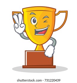 Two finger trophy character cartoon style