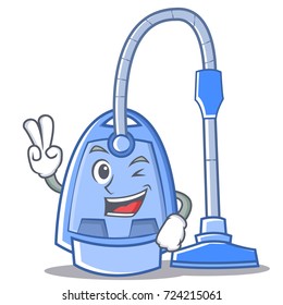 Two finger vacuum cleaner character cartoon