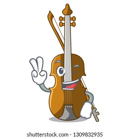 Two finger violin in the shape cartoon wood