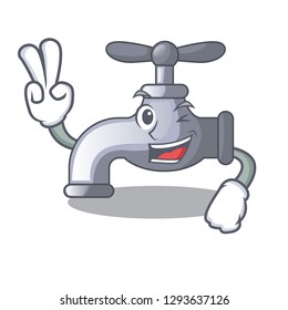 Two finger water tap installed in cartoon bathroom