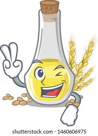 Two finger wheat germ oil the mascot shape