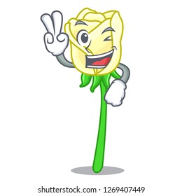 Two finger white rose isolated on the mascot