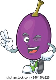 Two finger winne fruit with mascot for beverage
