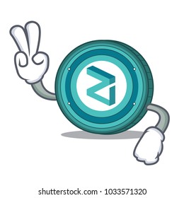 Two finger Zilliqa coin character cartoon
