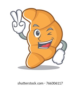 Two fingers croissant character cartoon style