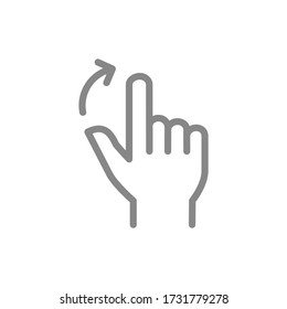 Dos dedos marcan el icono de la línea derecha. Símbolo de gesto de la mano de la pantalla táctil