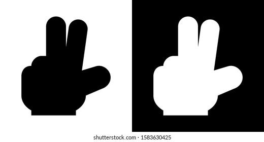 Two Fingers Gesture. Glyph Icon in White and Black Version.