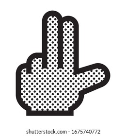 Gesto de dos dedos. Icono lleno de puntos.