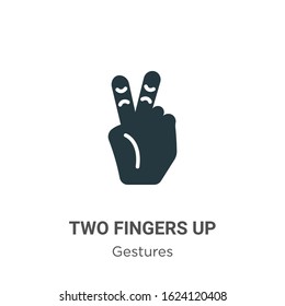 Two fingers up glyph icon vector on white background. Flat vector two fingers up icon symbol sign from modern gestures collection for mobile concept and web apps design.