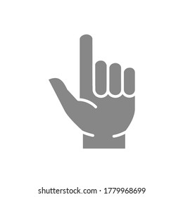 Two fingers up gray icon. Pointing direction, gun hand gestures symbol