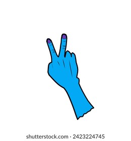 dos dedos de la mano arriba posan sobre fondo blanco.