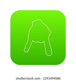Two fingers icon green vector isolated on white background