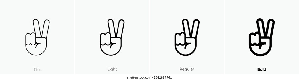 two fingers icon. Thin, Light Regular And Bold style design isolated on white background