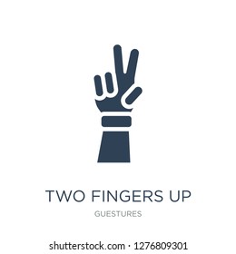 two fingers up icon vector on white background, two fingers up trendy filled icons from Guestures collection, two fingers up vector illustration