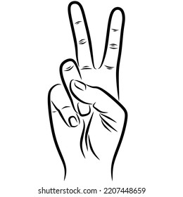 two fingers line art vector drawing
