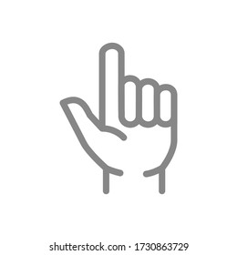 Two fingers up line icon. Pointing direction, gun hand gestures symbol