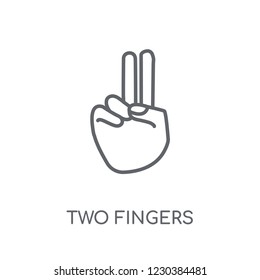 Two Fingers linear icon. Modern outline Two Fingers logo concept on white background from Hands collection. Suitable for use on web apps, mobile apps and print media.