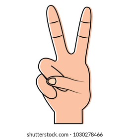 Hand Two Fingers Peace Victory Symbol Stock Vector (Royalty Free ...