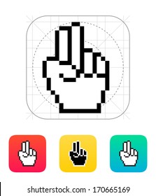Two fingers. Pixel hand cursor icon. Vector illustration.