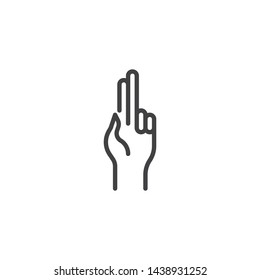 Two Fingers pointing up line icon. linear style sign for mobile concept and web design. Two finger hand gesture outline vector icon. Symbol, logo illustration. Vector graphics