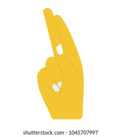 Two fingers of right hand pointing upward meaning 