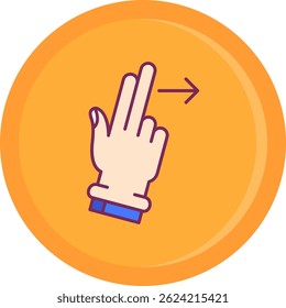Diseño de icono de Vector de línea derecha de dos dedos